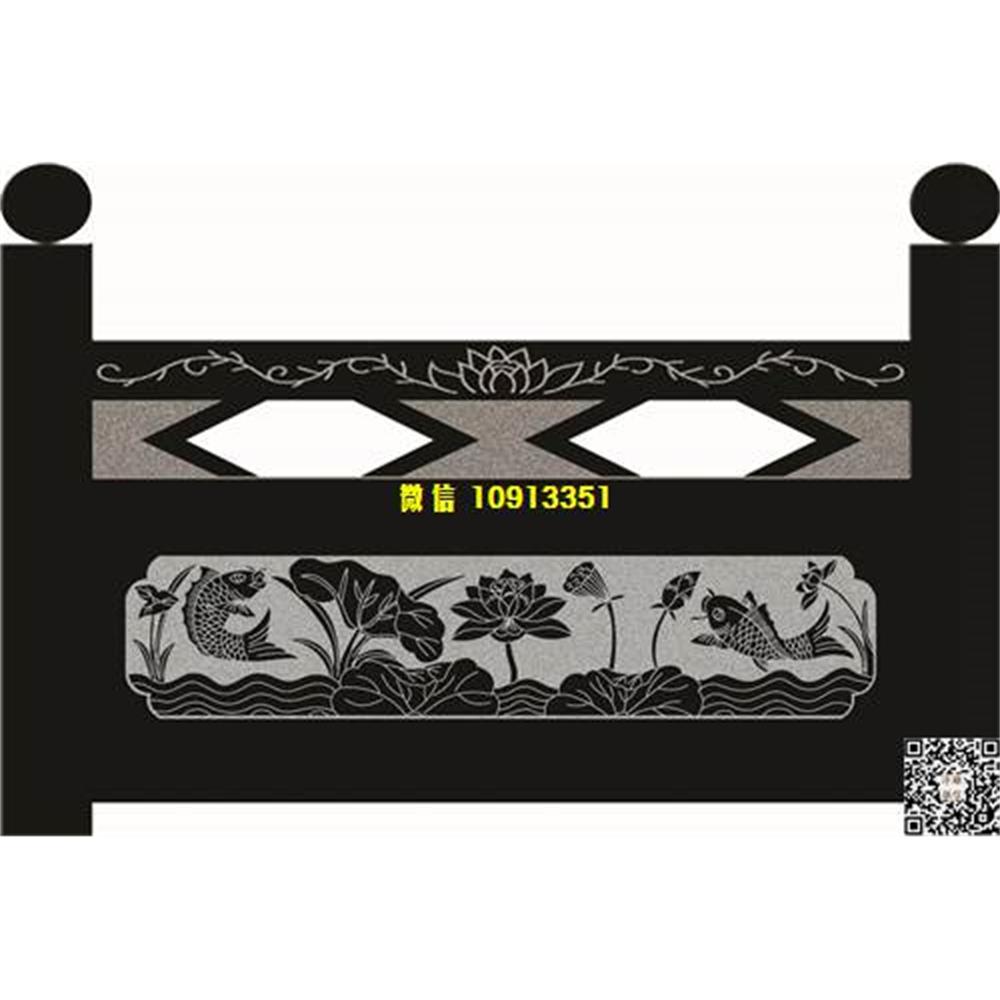 精雕图196荷花鱼栏板精雕图线雕图线条图单线铣底图_电脑雕刻plt文泰矢量图精雕图浮雕图